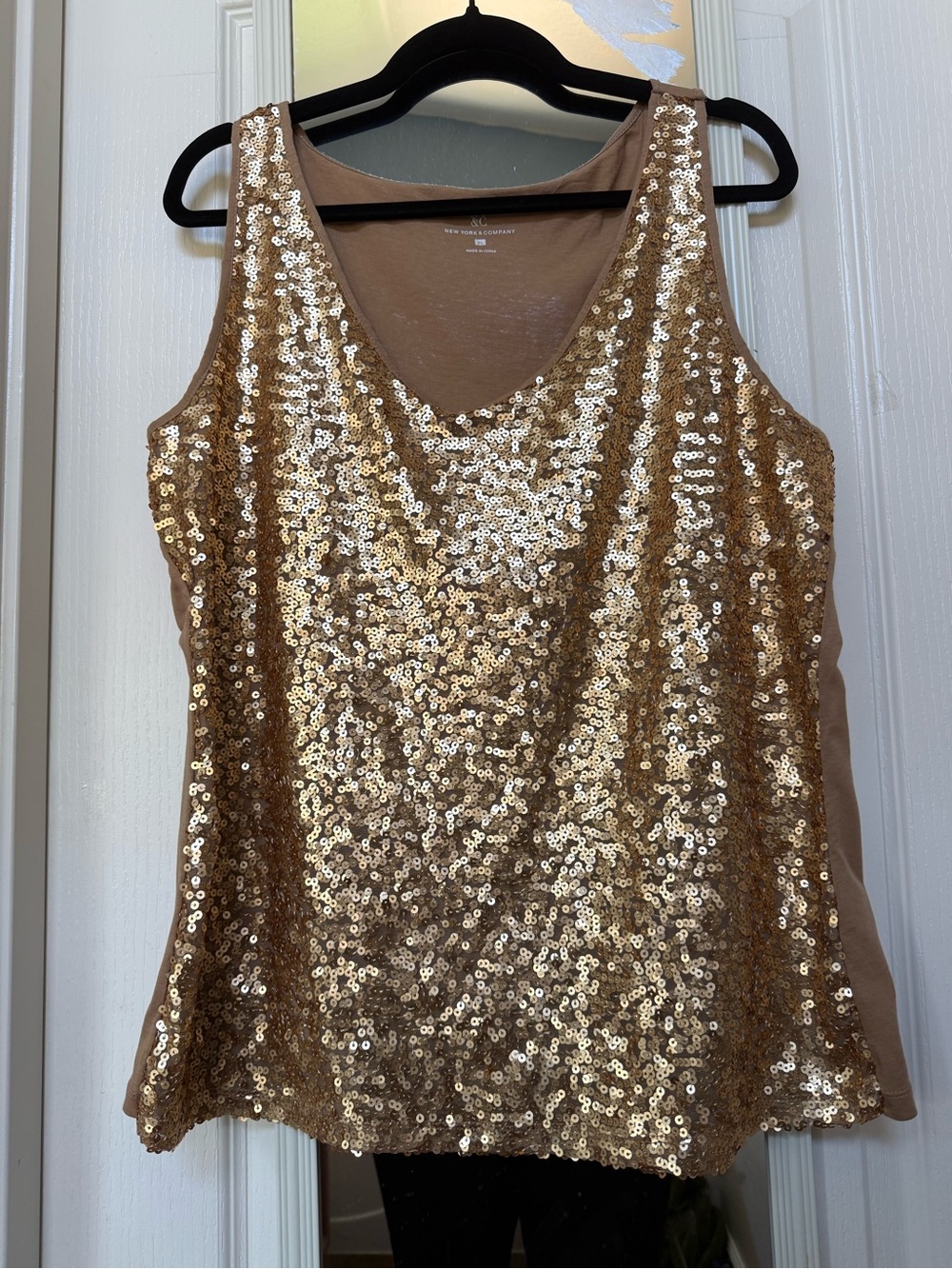 New York & Company Gold Sequin Camisole